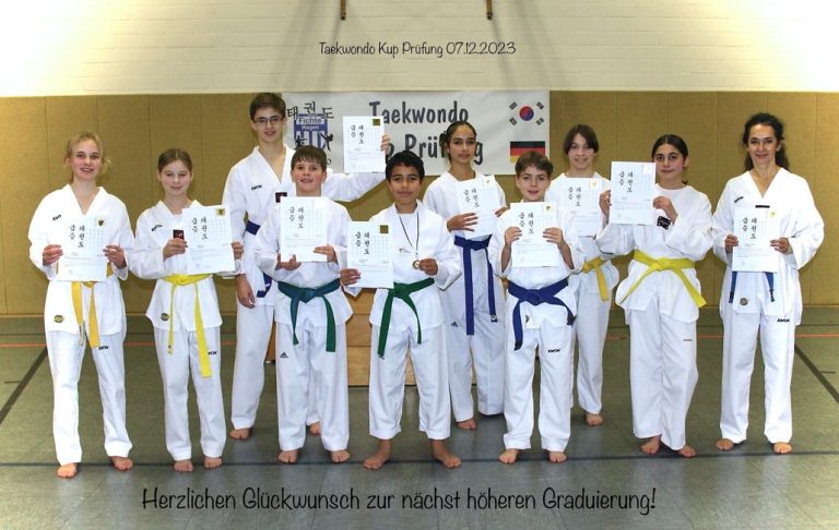 Taekwondo Kup Prüfungen im Dezember 2023 - Wir haben bestanden 