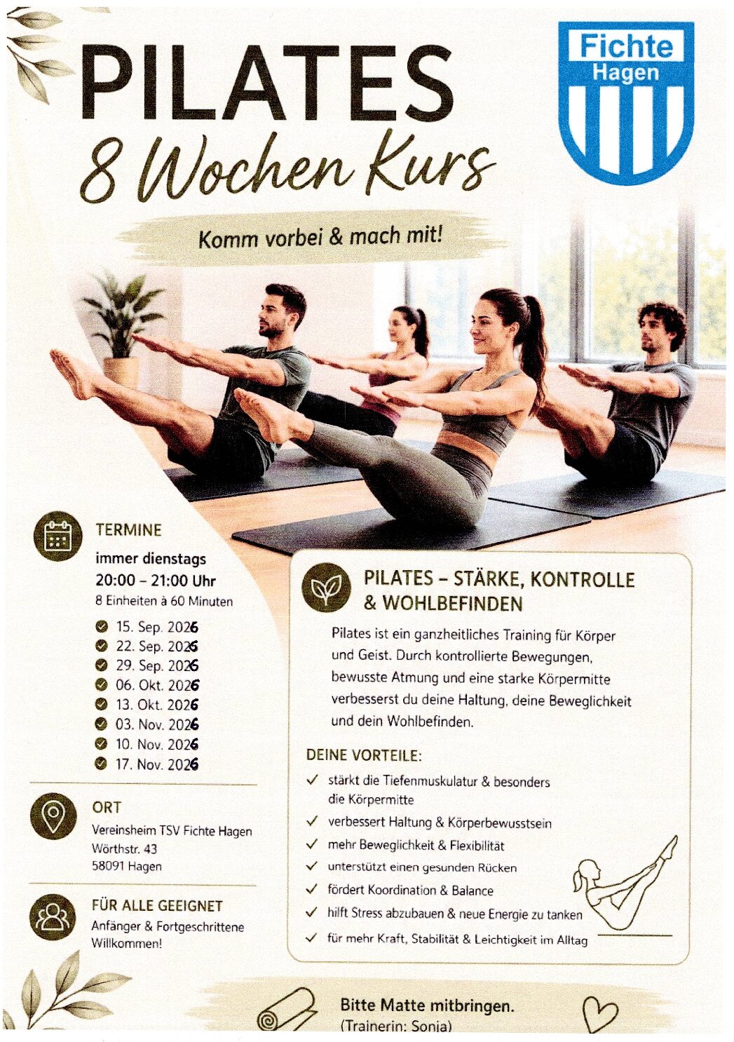 Pilates - 8-Wochen-Kurs